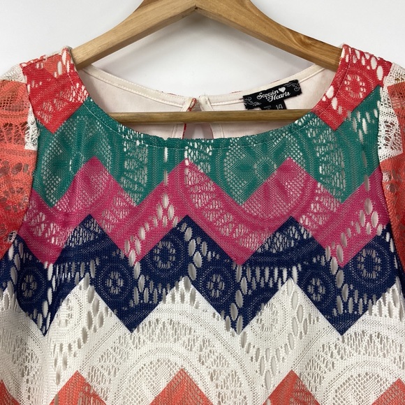 Sequin heart multicolor lace A line summer spring tunic - Picture 2 of 13